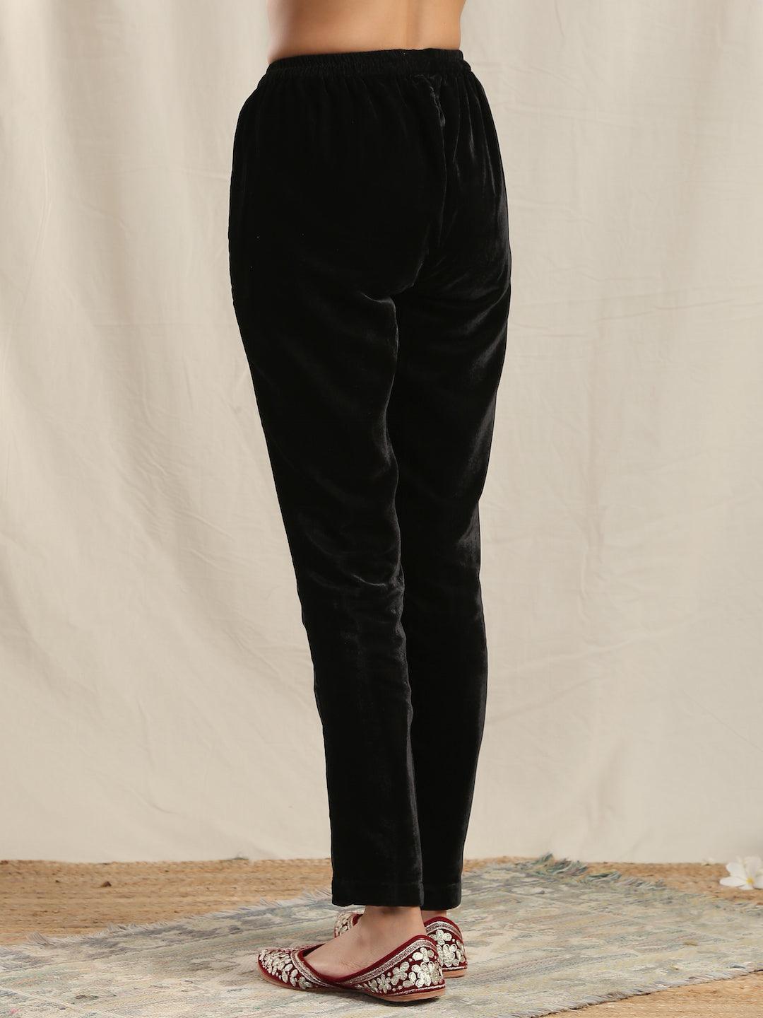 trueBrowns Black Velvet Pant - Distacart