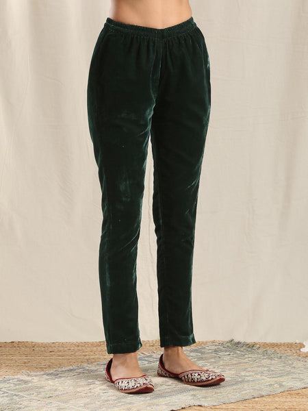 trueBrowns Green Velvet Pant - Distacart