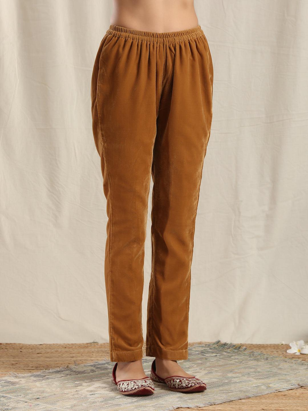trueBrowns Brown Velvet Pant - Distacart