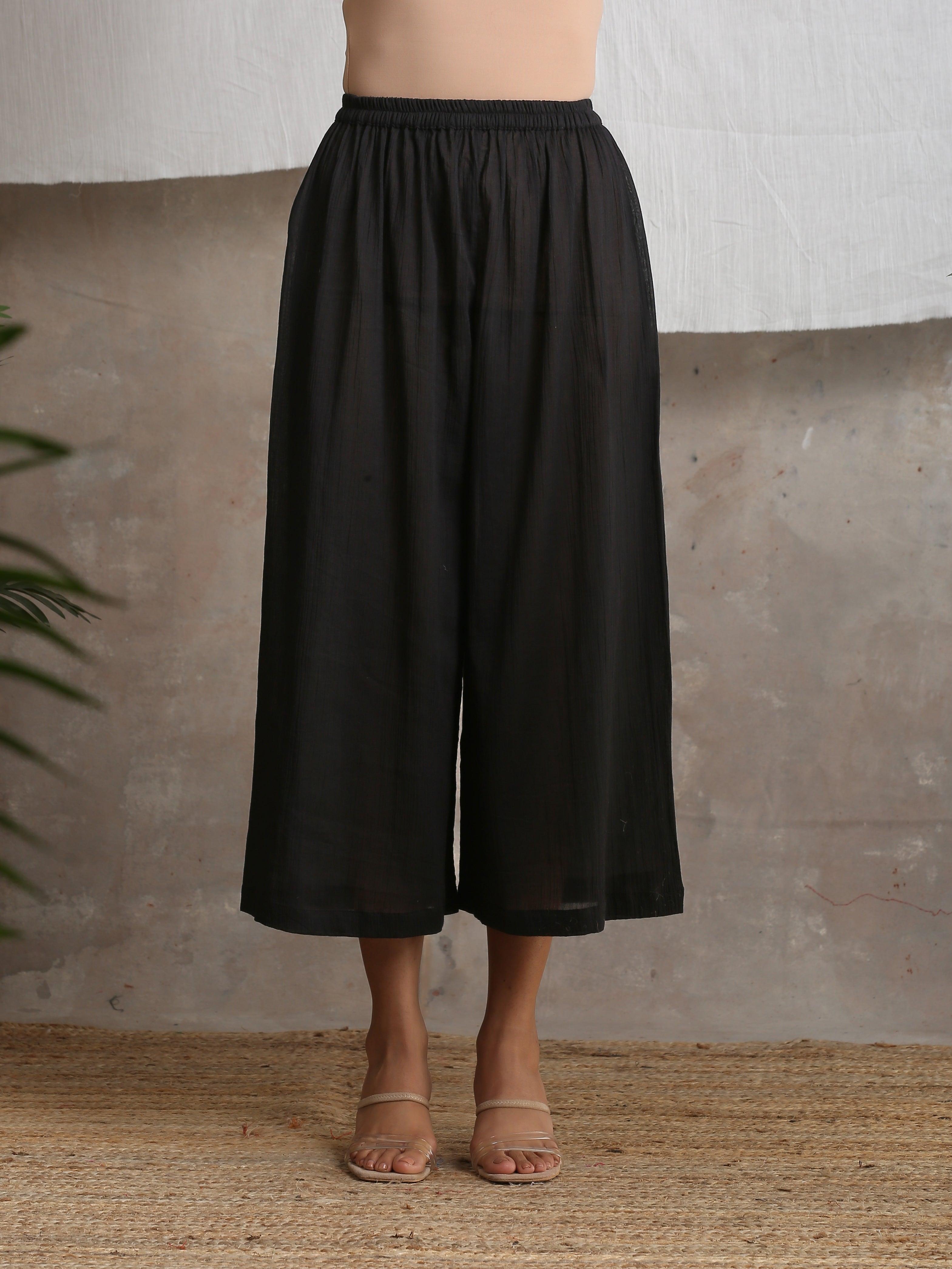 trueBrowns Crinkle Black Palazzo - Distacart