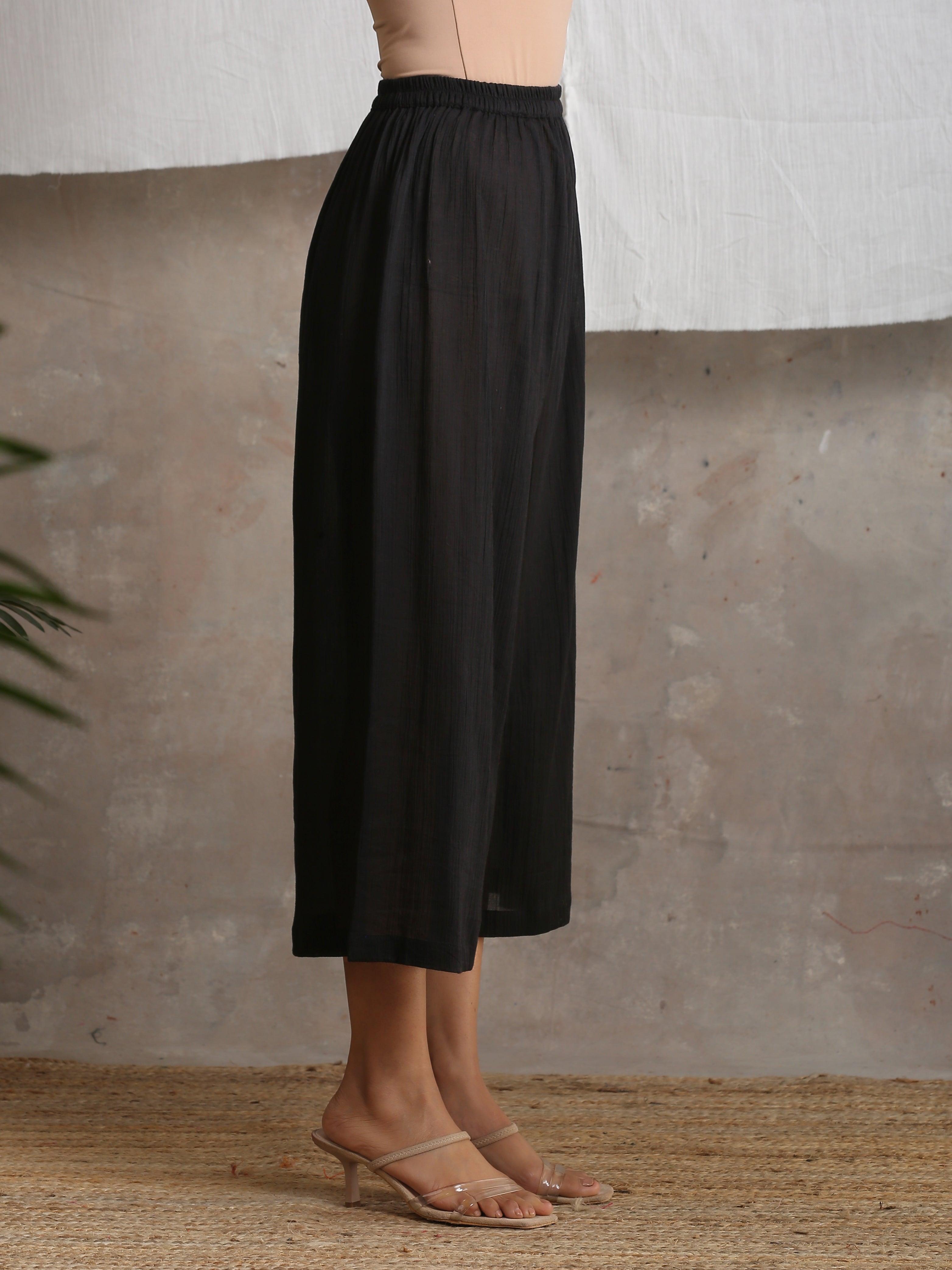 trueBrowns Crinkle Palazzo - Black - Distacart