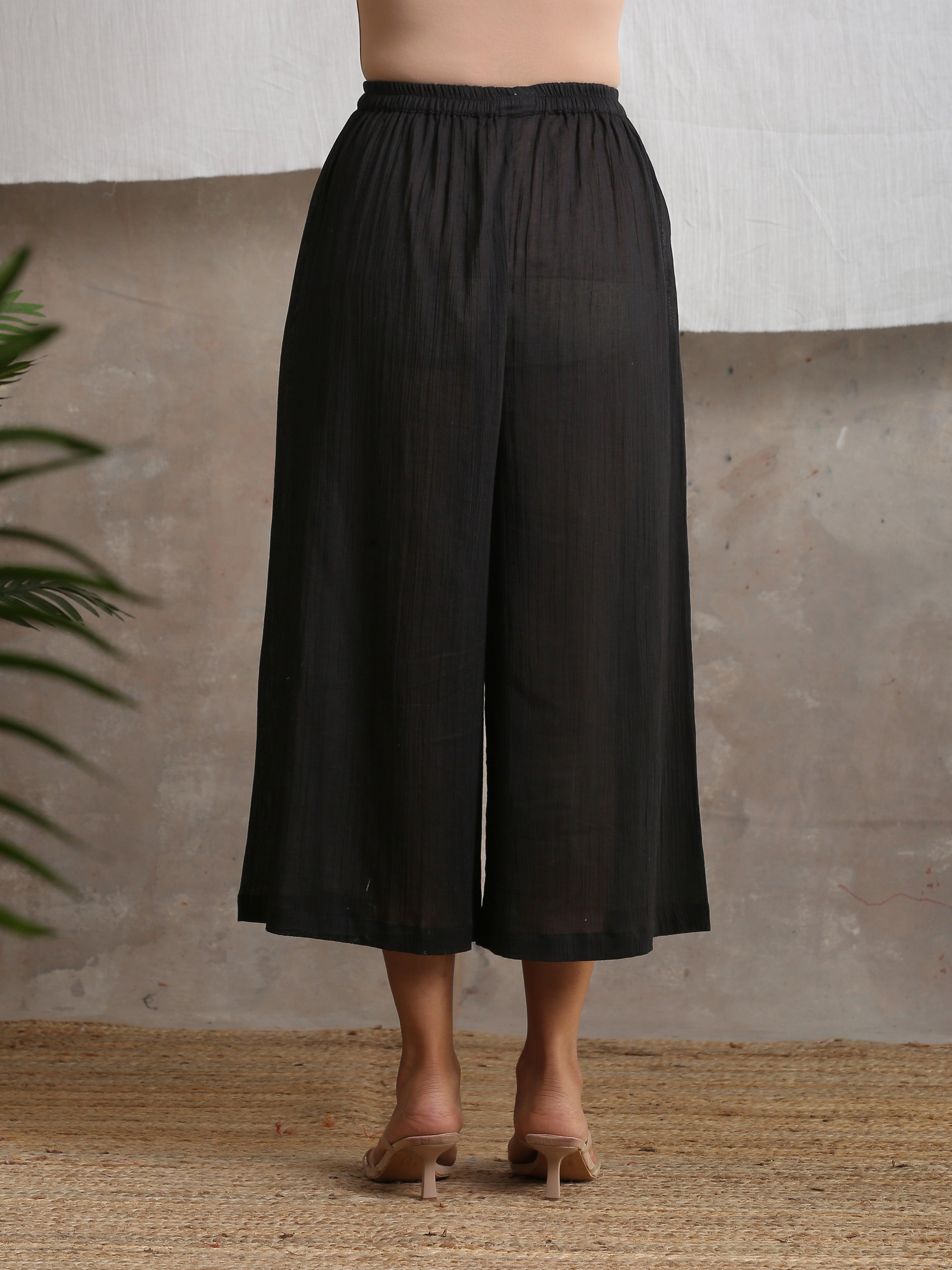 trueBrowns Crinkle Palazzo - Black - Distacart