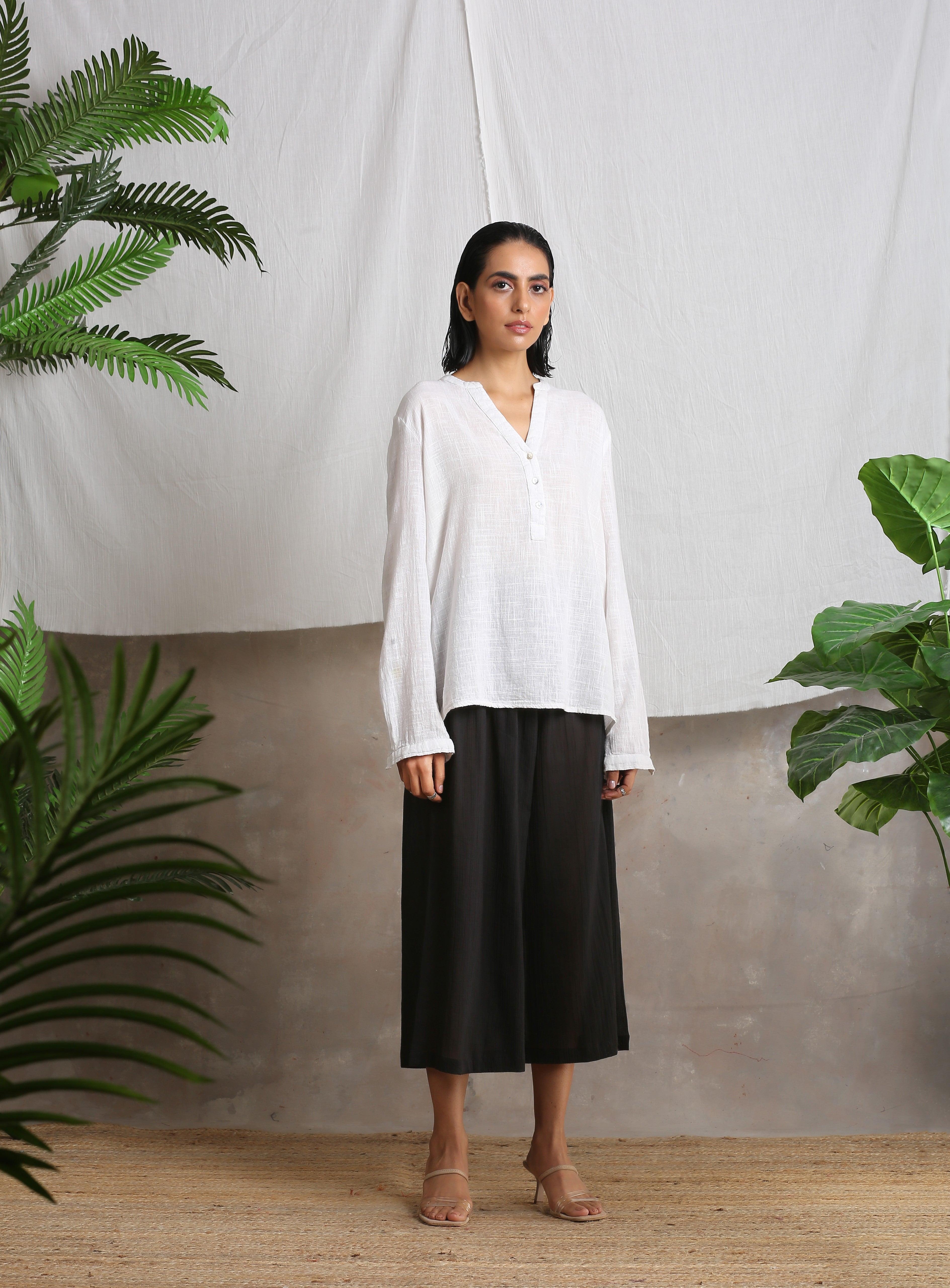 trueBrowns Crinkle Black Palazzo - Distacart