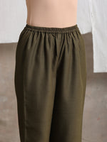 Thumbnail for trueBrowns Cotton Linen Dark Green Pant - Distacart
