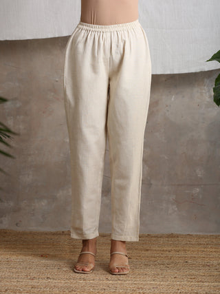 trueBrowns Beige Pure Cotton Pant - Distacart