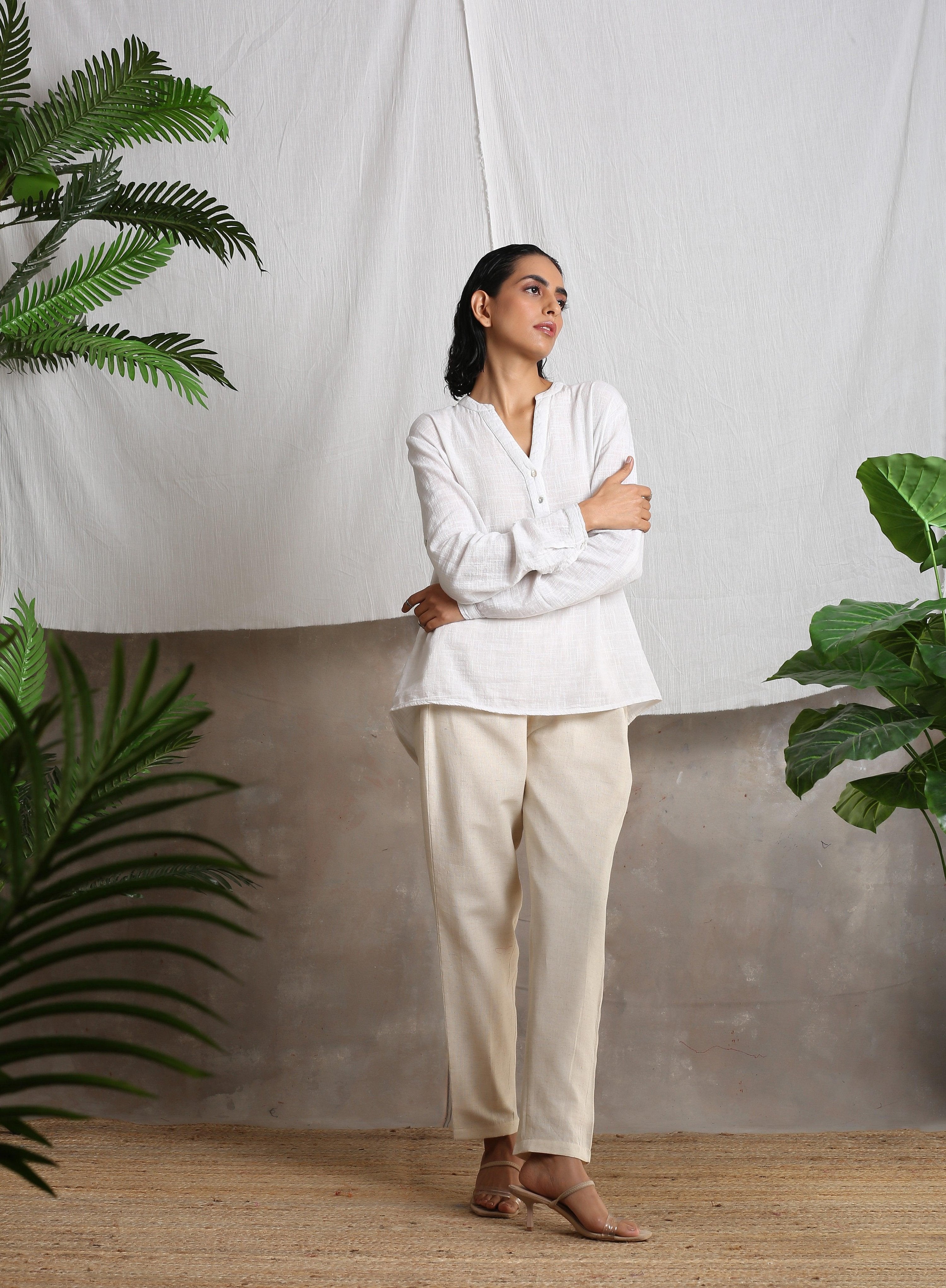 trueBrowns Beige Pure Cotton Pant - Distacart