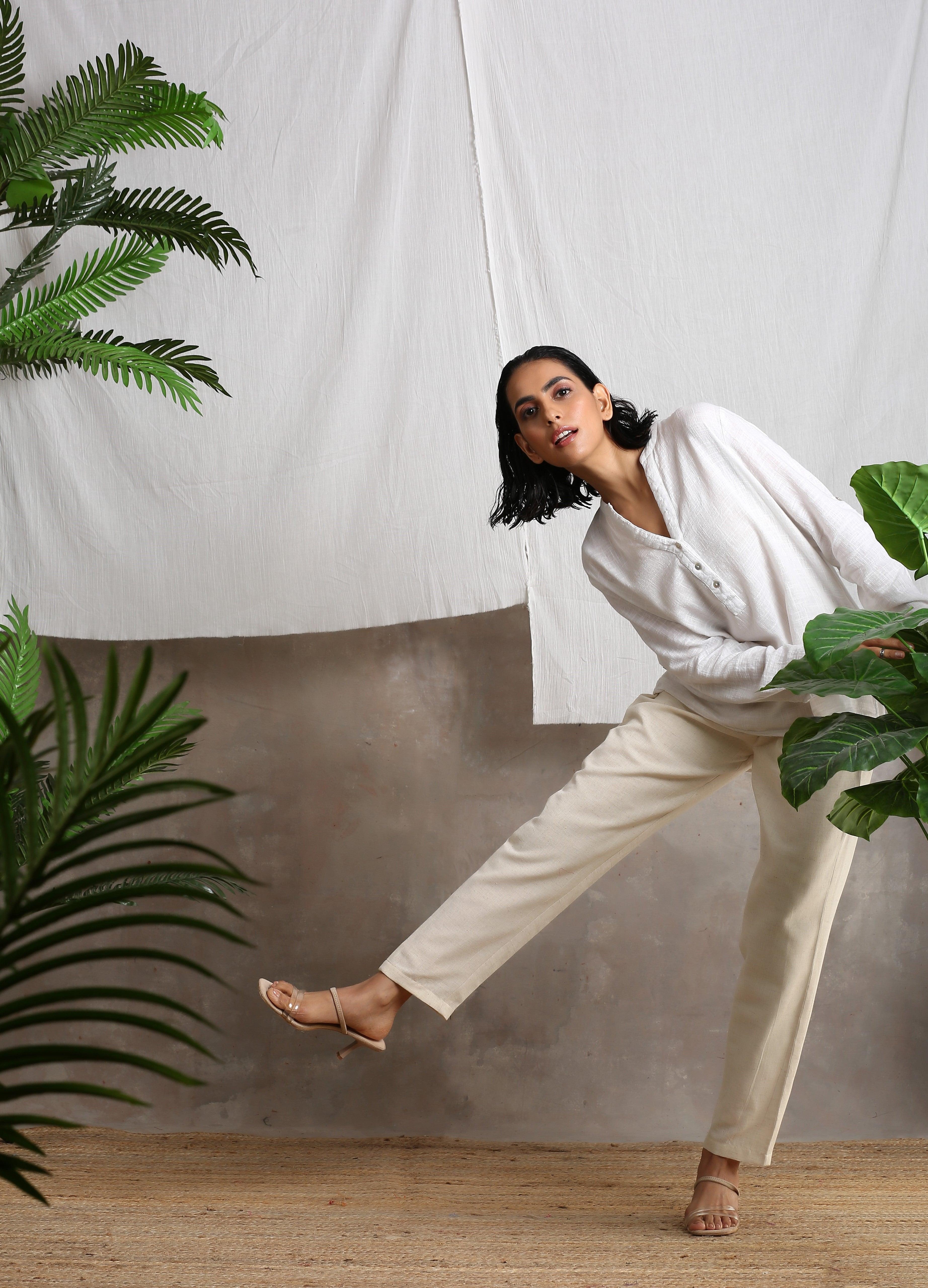 trueBrowns Beige Pure Cotton Pant - Distacart