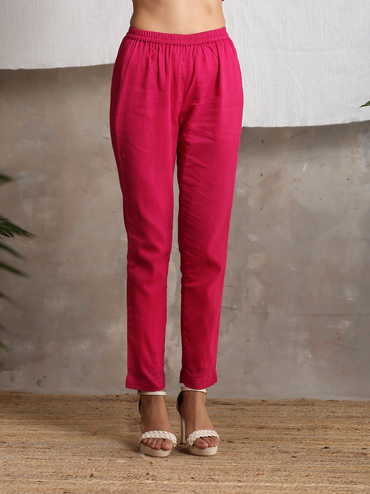 trueBrowns Pink Crinkled Pant - Distacart