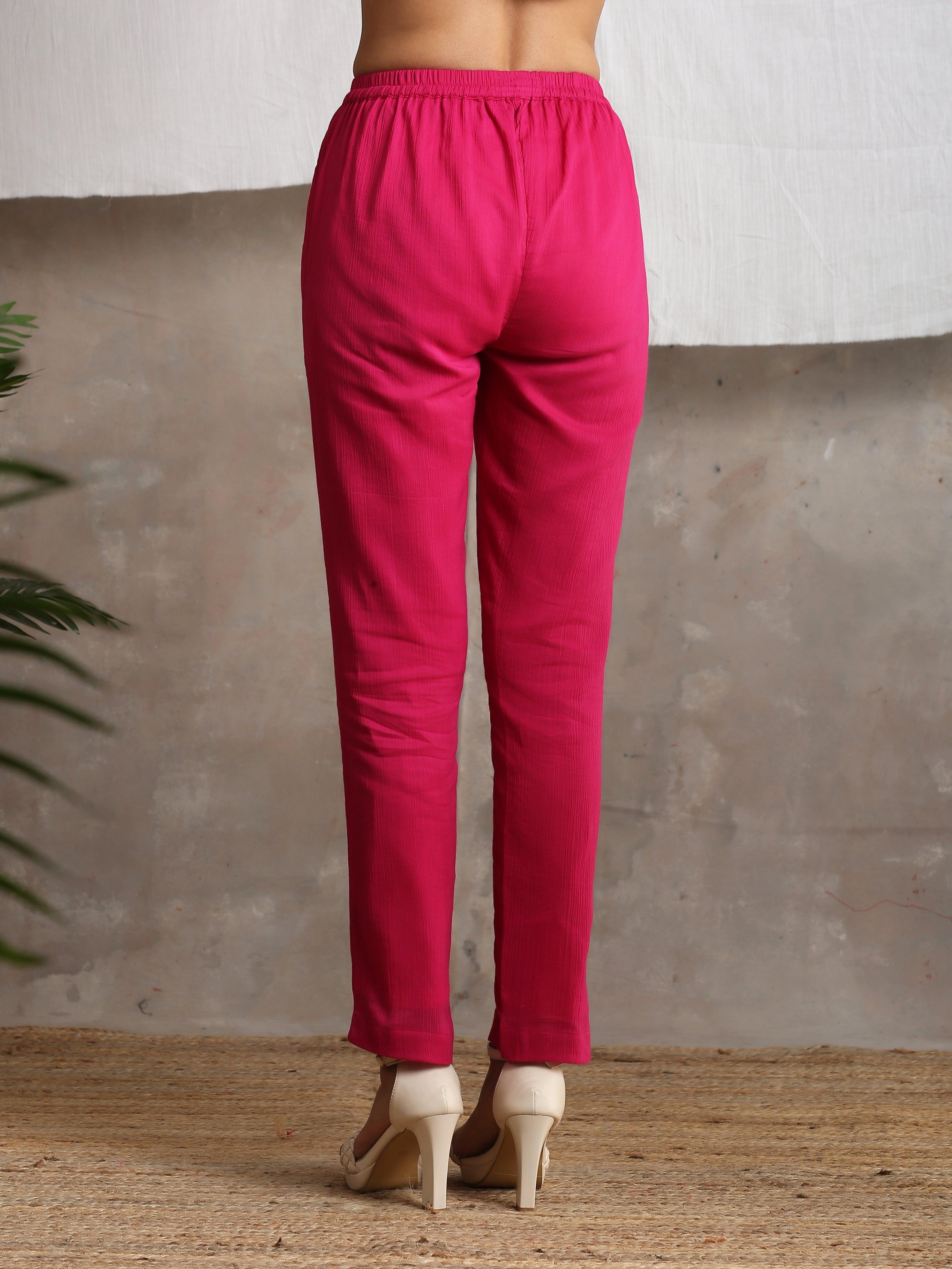 trueBrowns Pink Crinkled Pant - Distacart