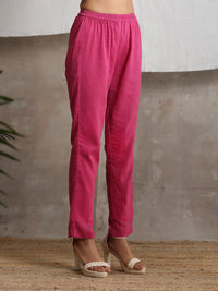 Thumbnail for trueBrowns Magenta Pink Crinkled Pant - Distacart