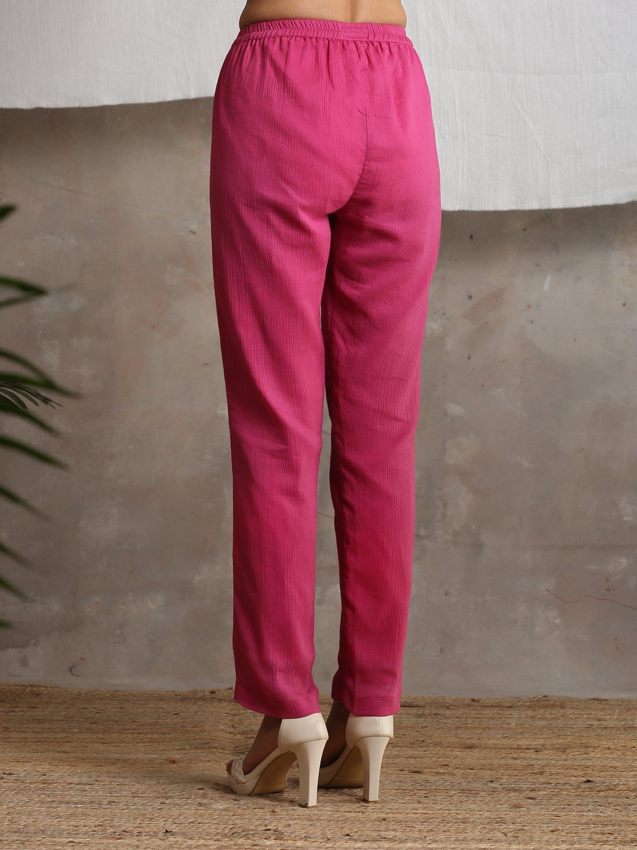 trueBrowns Magenta Pink Crinkled Pant - Distacart