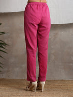 Thumbnail for trueBrowns Magenta Pink Crinkled Pant - Distacart