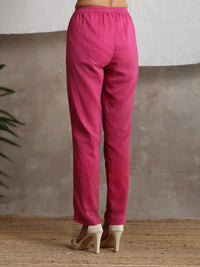 Thumbnail for trueBrowns Magenta Pink Crinkled Pant - Distacart