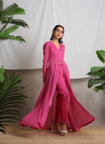 Thumbnail for trueBrowns Magenta Pink Crinkled Pant - Distacart