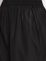 Thumbnail for trueBrowns Cotton Linen Black Sleeveless Flared Kurta Pant - Distacart
