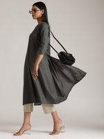 Thumbnail for trueBrowns Cotton Linen Dark Grey Kurta Pant Set - Distacart