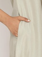 Thumbnail for trueBrowns Cotton Linen Light Grey Flared Kurta Pant Set - Distacart