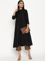 Thumbnail for trueBrowns Cotton Linen Black Kurta Pant Set - Distacart
