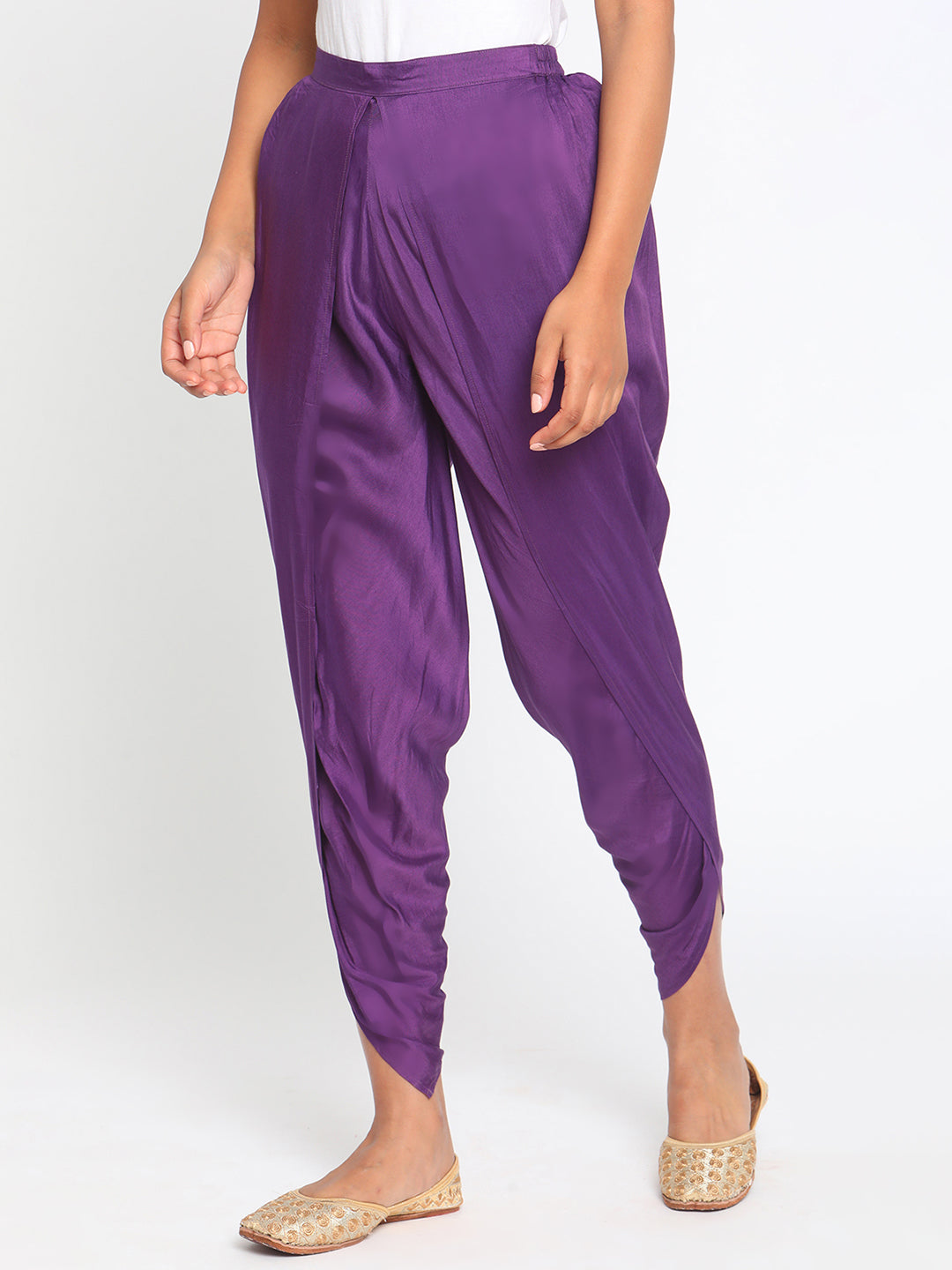 trueBrowns Silk Purple Dhoti Pant - Distacart