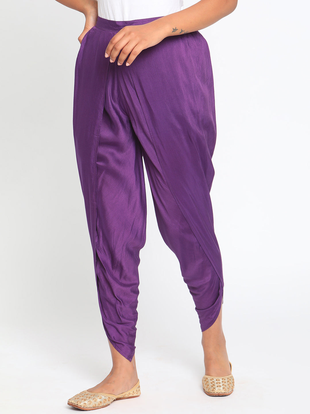 trueBrowns Silk Purple Dhoti Pant - Distacart