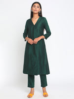 Thumbnail for trueBrowns Green Silk Angrakha Set | Relove