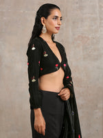 Thumbnail for trueBrowns Black Velvet Embroidered Blouse - Distacart