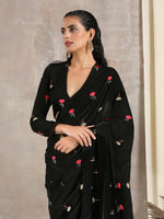 Thumbnail for trueBrowns Black Velvet Embroidered Blouse - Distacart