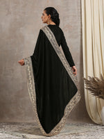 Thumbnail for trueBrowns Velvet Silk Embroidered Ready Pleated Saree - Distacart