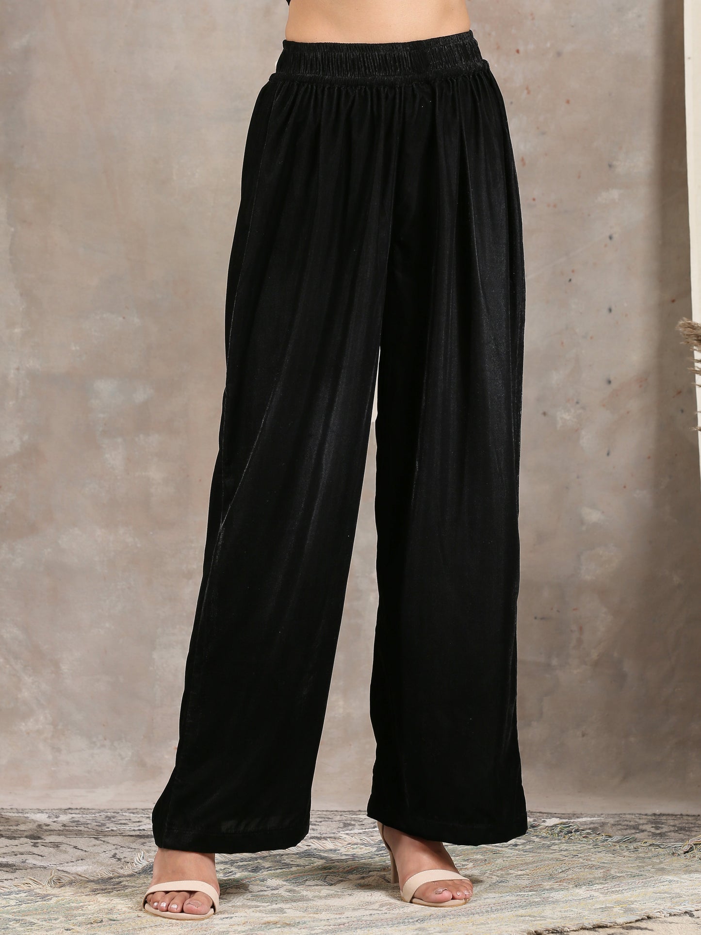 trueBrowns Black Velvet High Waist Pant - Distacart