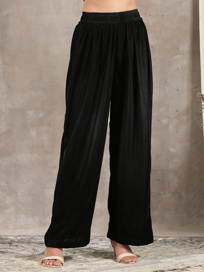 trueBrowns Black Velvet High Waist Pant - Distacart