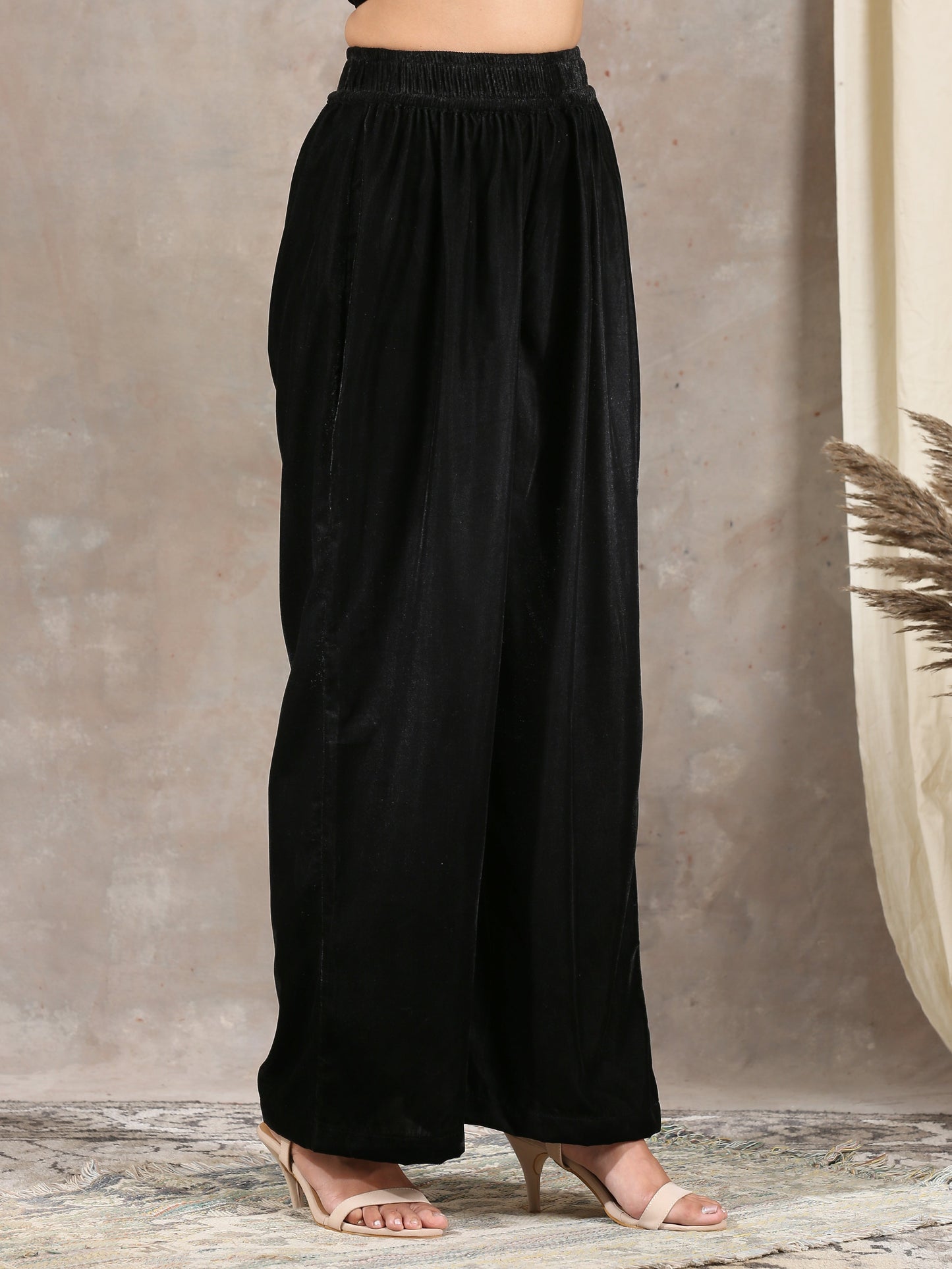 trueBrowns Black Velvet High Waist Pant - Distacart
