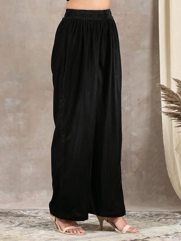 trueBrowns Black Velvet High Waist Pant - Distacart