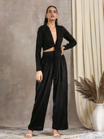 Thumbnail for trueBrowns Black Velvet High Waist Pant - Distacart