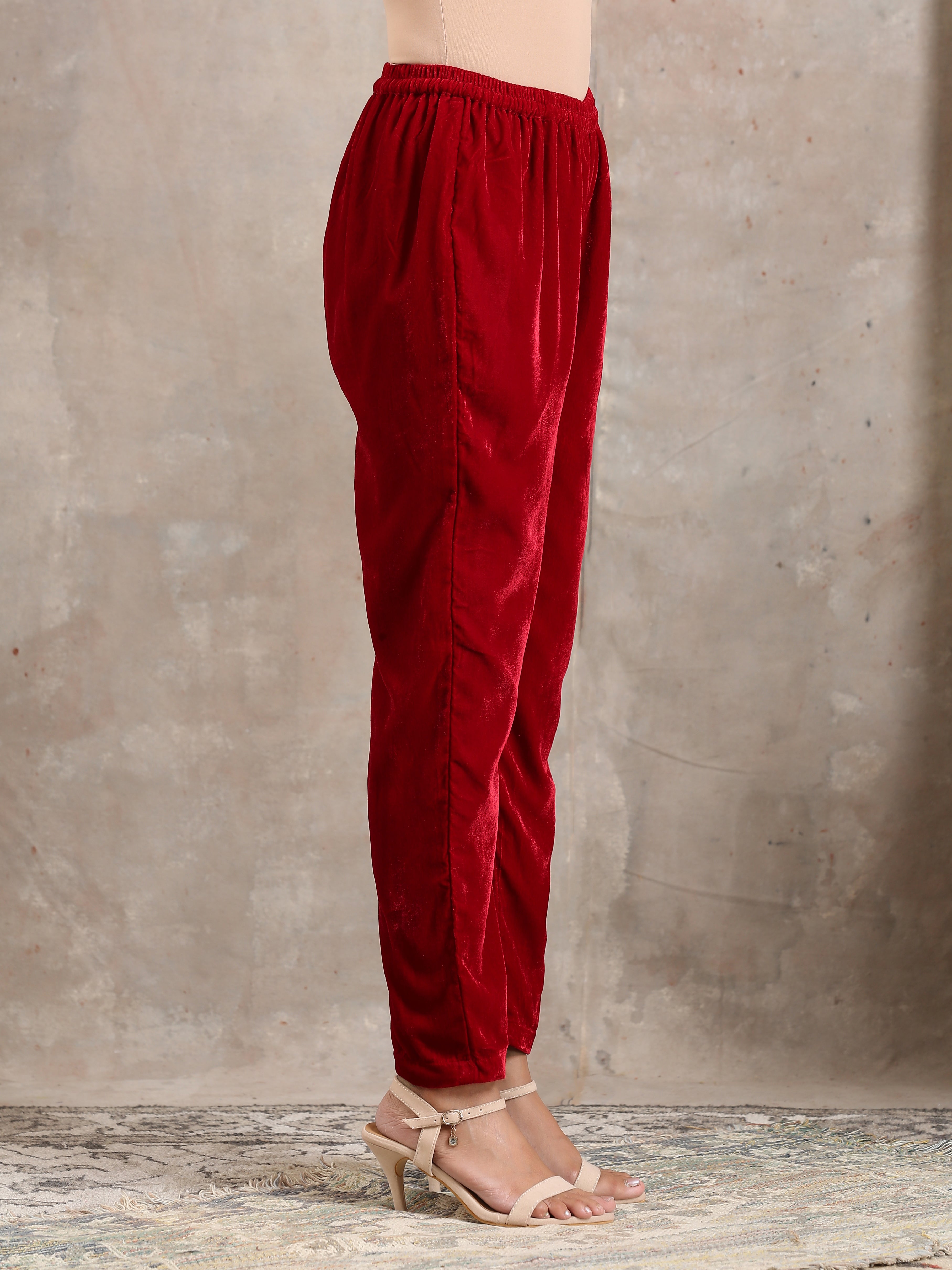 trueBrowns Red Velvet Pant - Distacart