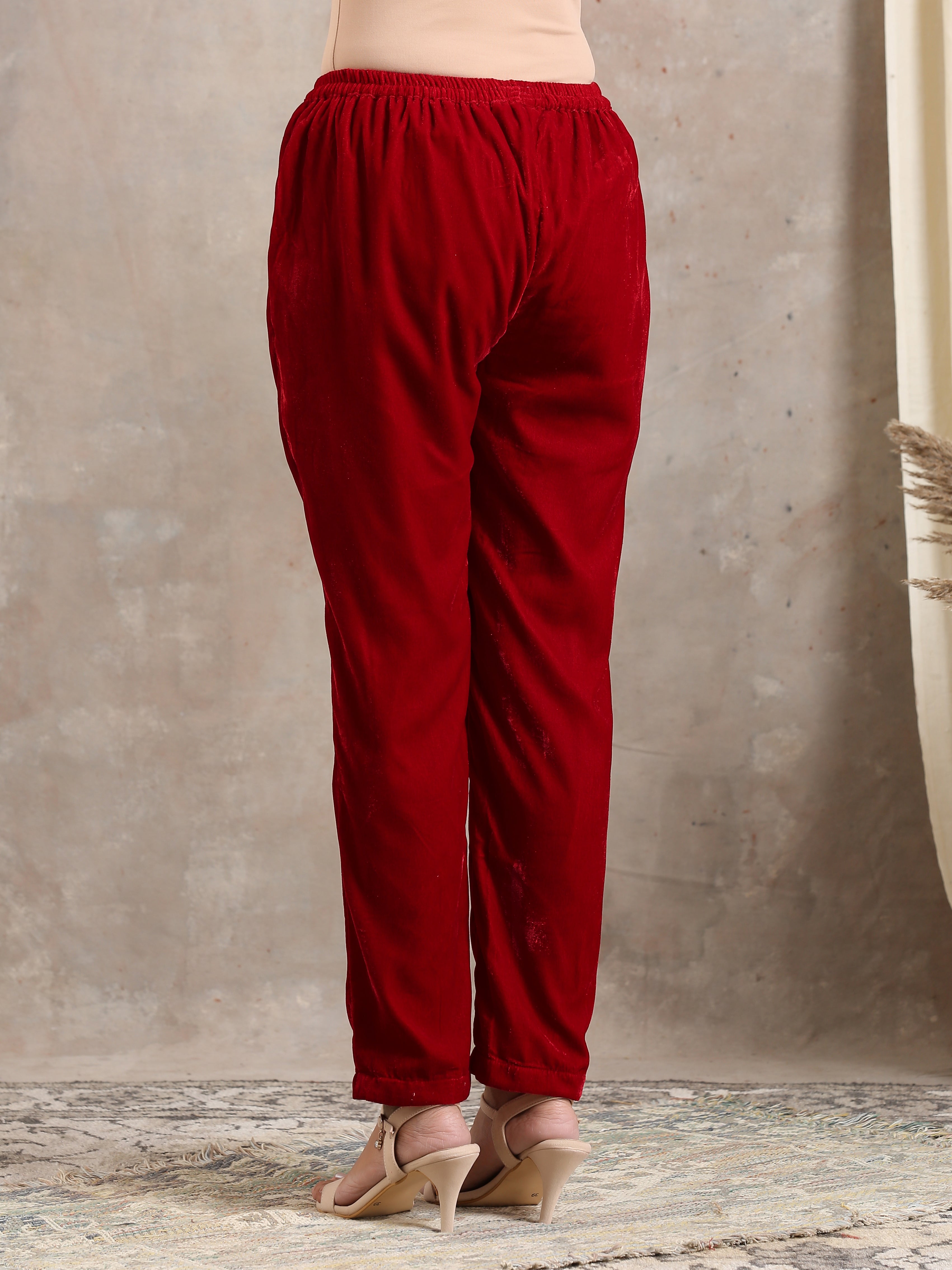 trueBrowns Red Velvet Pant - Distacart