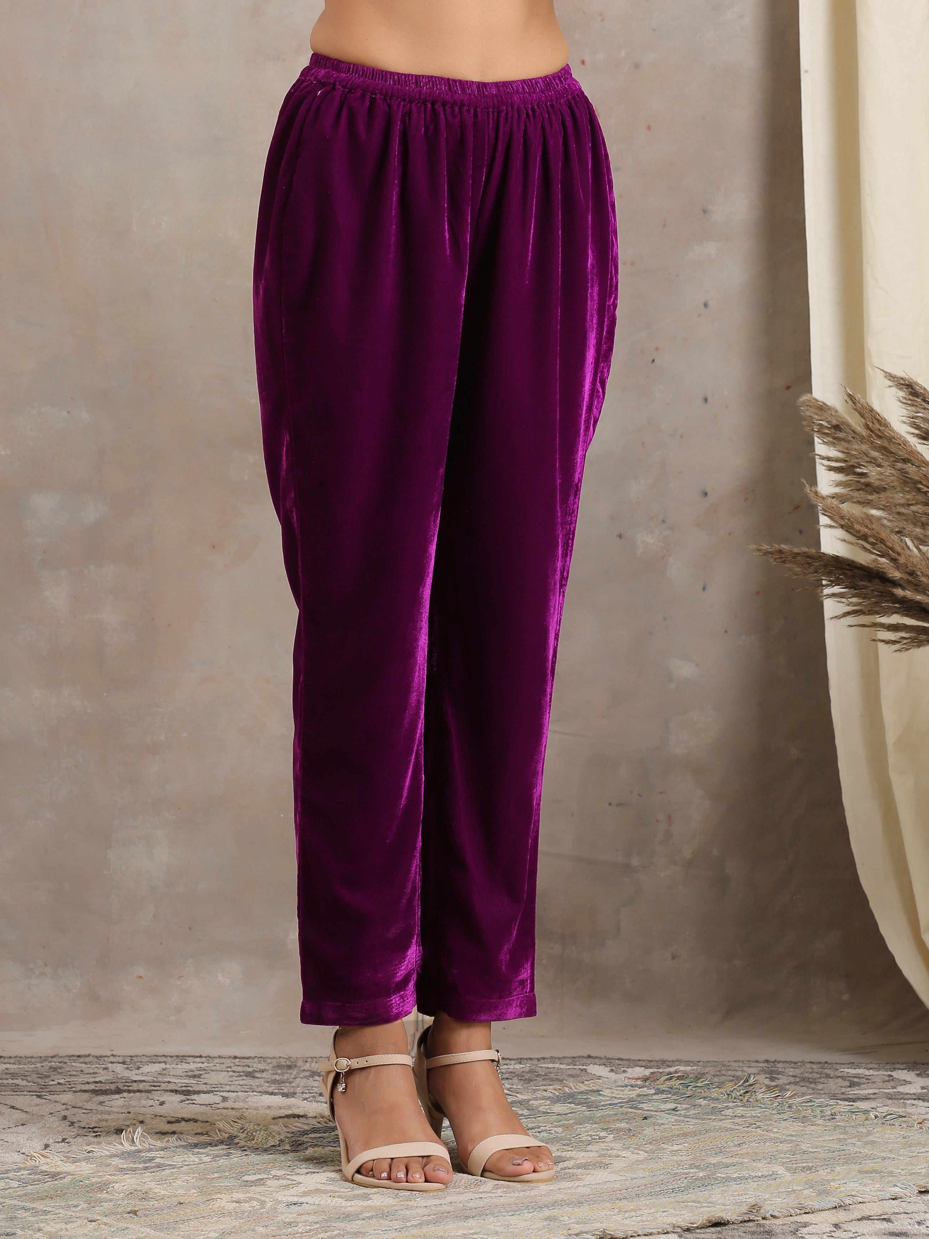 trueBrowns Wine Velvet Pant - Distacart