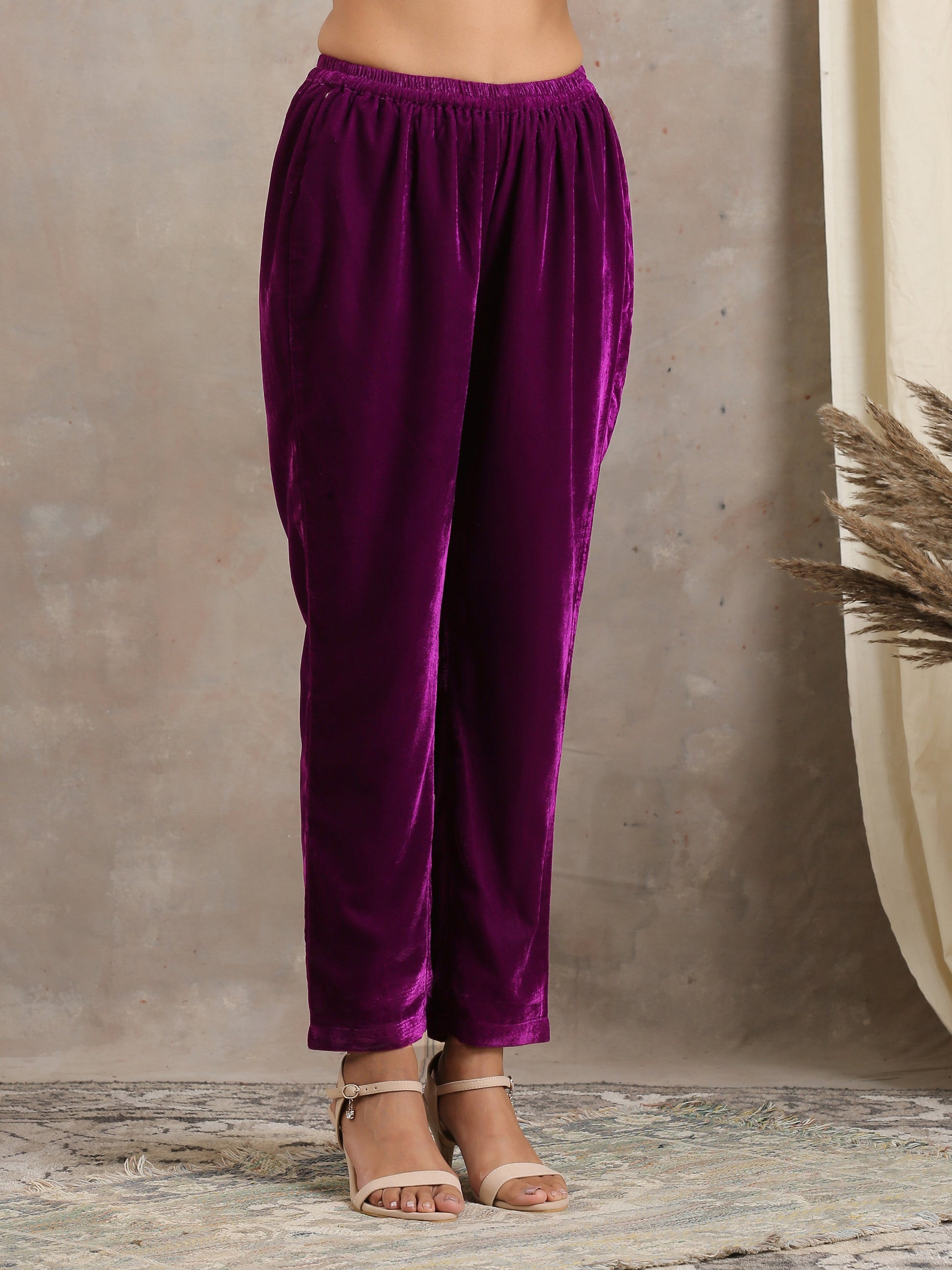trueBrowns Wine Velvet Pant - Distacart