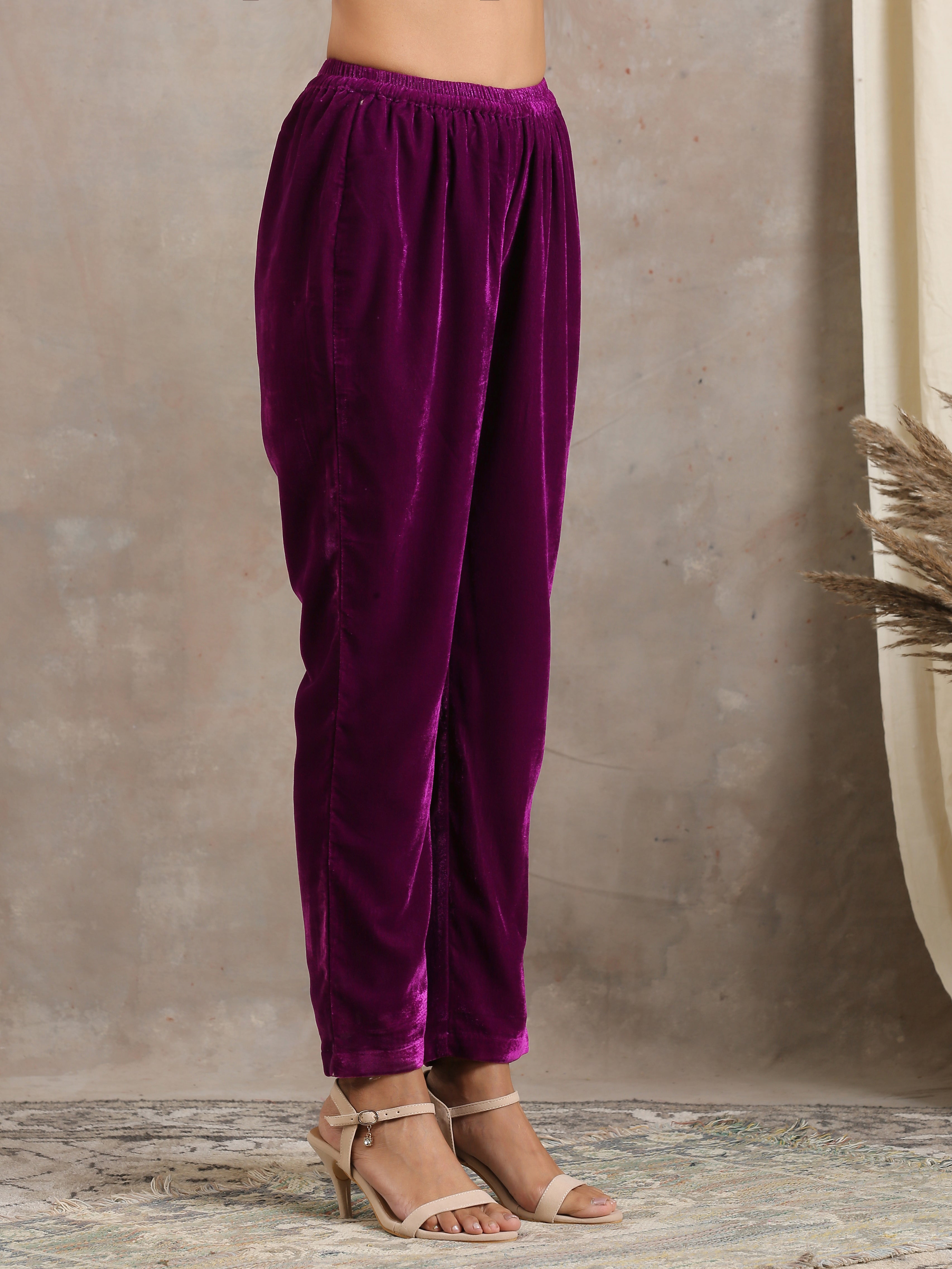 trueBrowns Wine Velvet Pant - Distacart