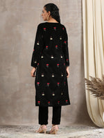Thumbnail for trueBrowns Black Velvet Embroidered Angrakha - Distacart