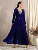 trueBrowns Blue Velvet Front Slit Kurta - Distacart