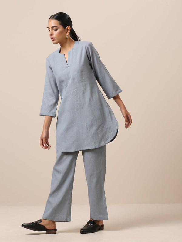 trueBrowns Cotton Steel Blue Short Co-Ord Set | Relove - Distacart