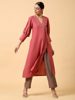 Thumbnail for trueBrowns Cotton Linen Rust Red Kurta Pant Set - Distacart