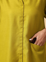 Thumbnail for trueBrowns Cotton Linen Lime Green Pleated Co-Ord Set - Distacart