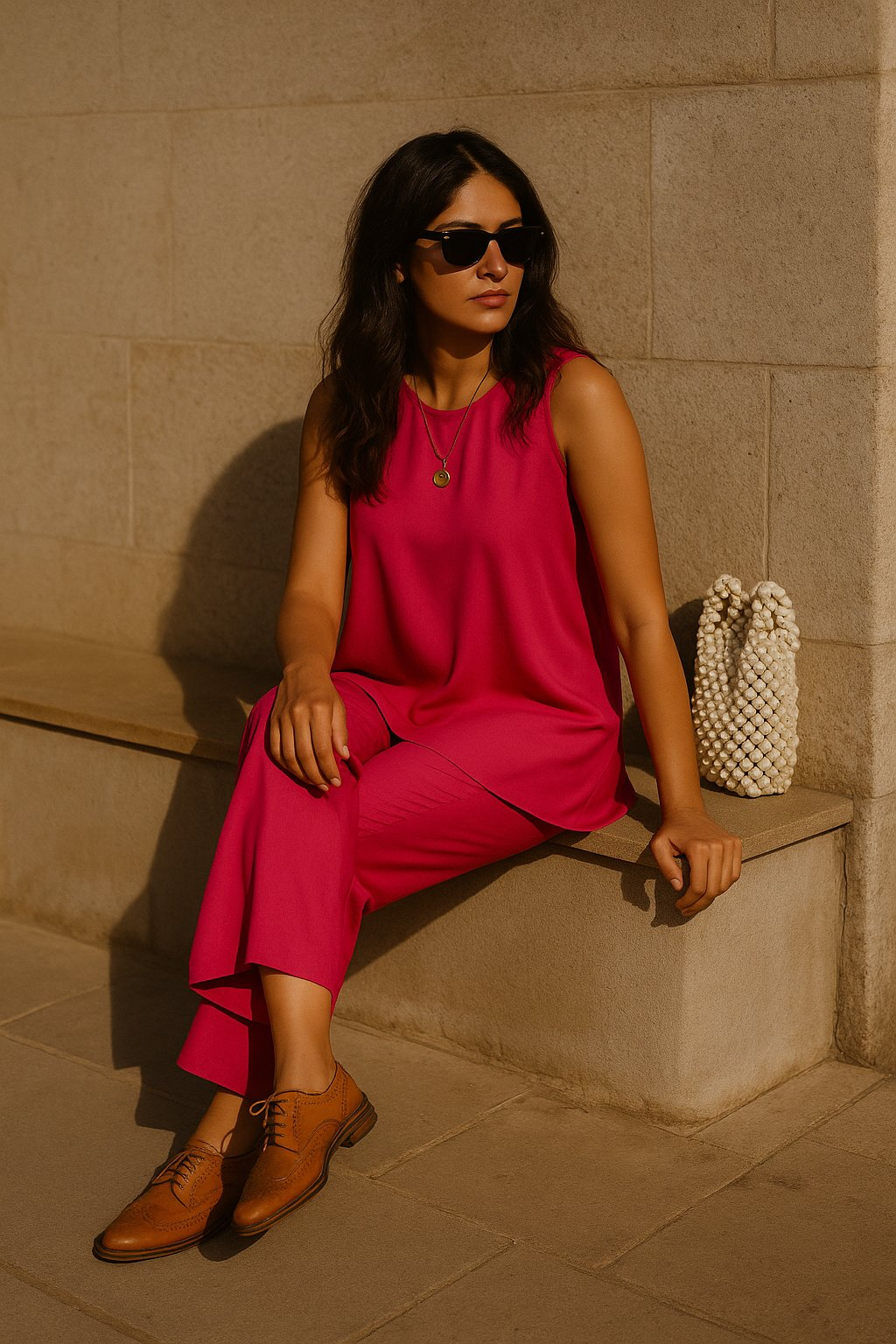 trueBrowns Pink Viscose Co-ord Set - Distacart