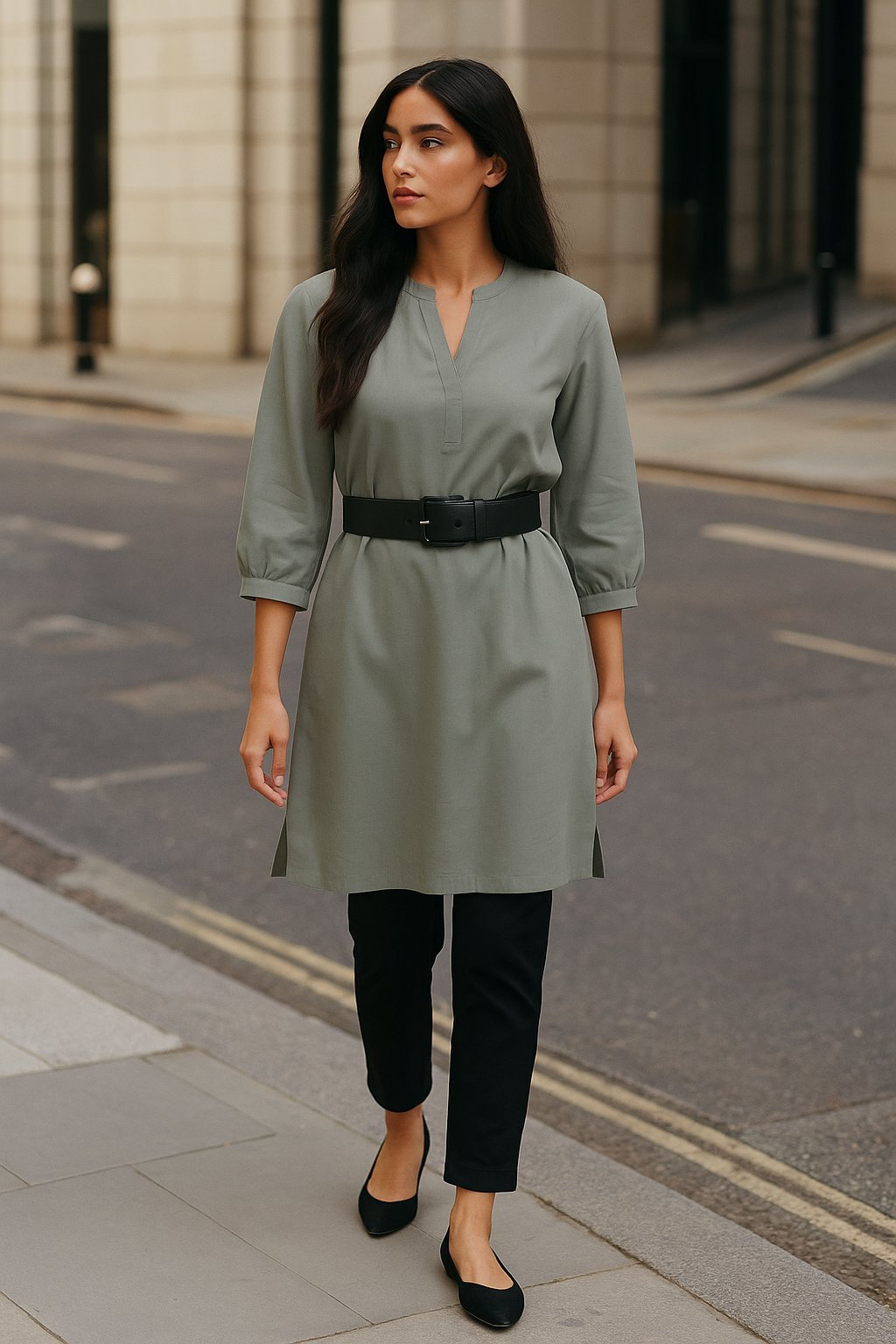 trueBrowns Grey Cotton Blend Short Kurta - Distacart