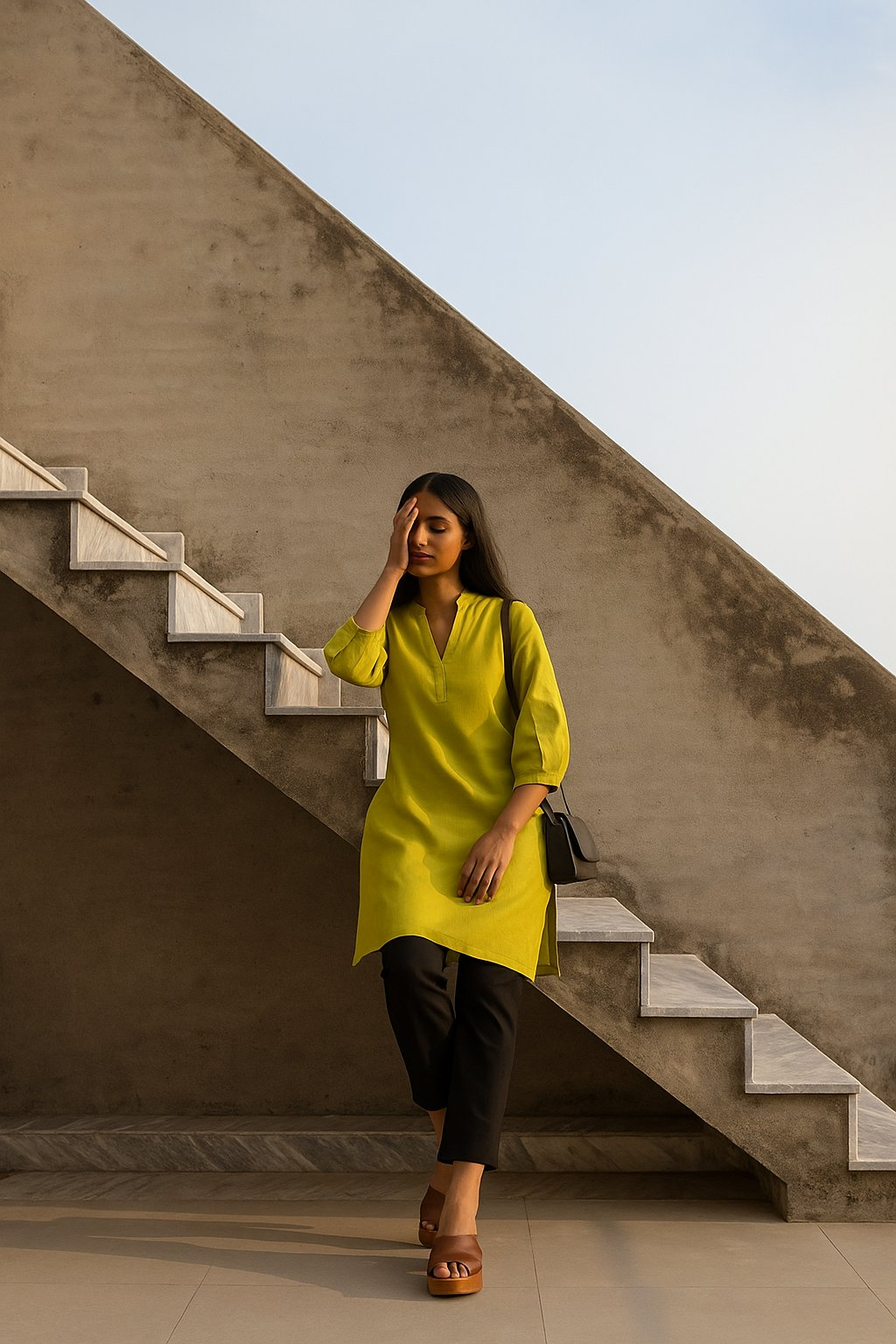 trueBrowns Green Cotton Blend Short Kurta - Distacart