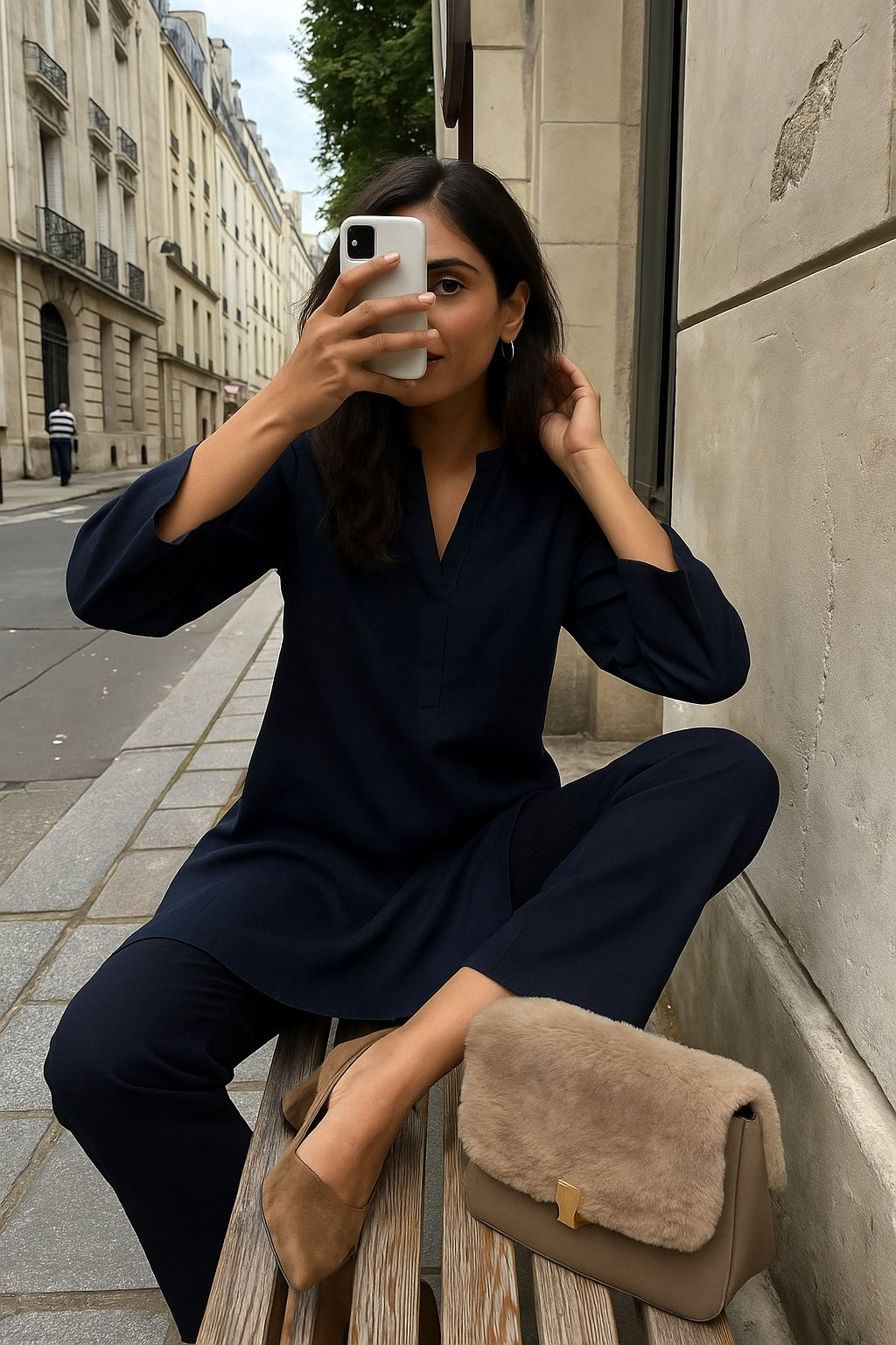 trueBrowns Blue Cotton Blend Short Kurta - Distacart