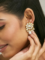 Thumbnail for Nuyug 22K Gold-Plated Elegant MOP Studded Ethnic Pearl Drop Stud Earrings