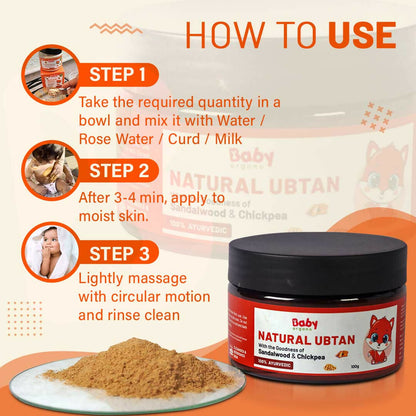 Babyorgano Natural Ubtan Face Pack, Skin Lightening and Tan Removal For Babies - Distacart