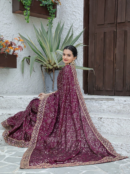 Teeya Creation Wine Color Kasturi Silk Heavy Work Saree - Distacart